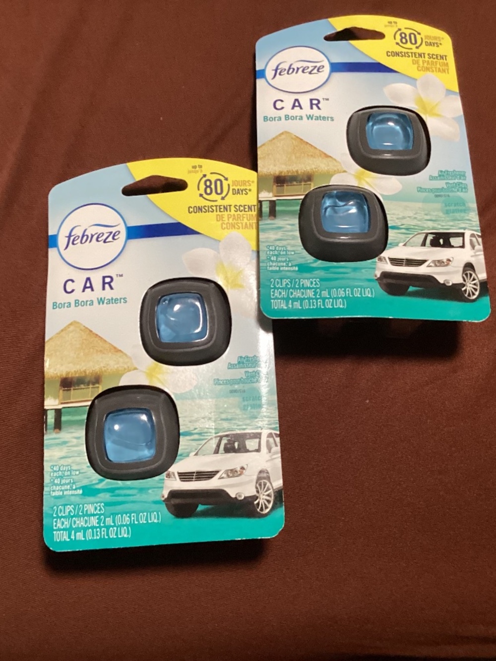 Febreze Car Air Freshener Bora Bora Waters Clips (2 Pack) New